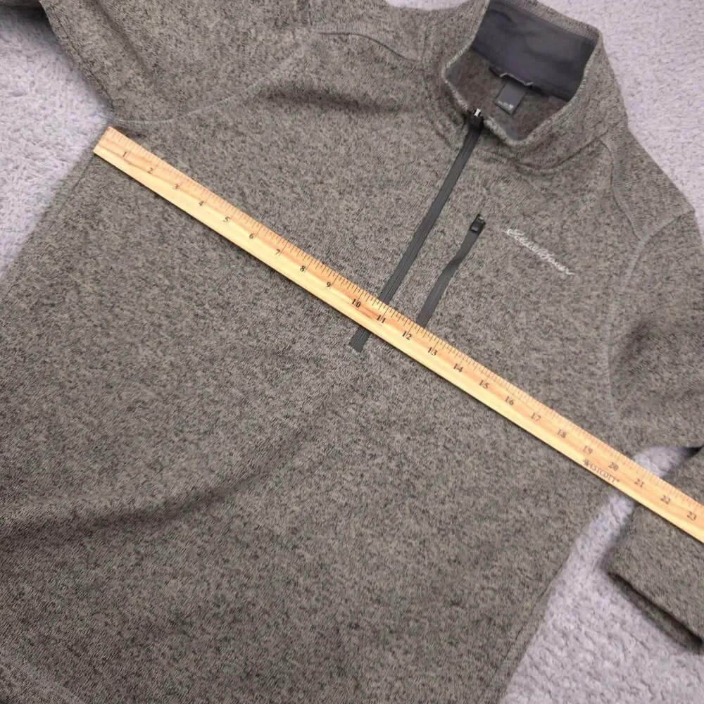 Eddie‎ Bauer Mens Fleece Quarter Zip Size Medium Heathered Grey Outdoor Warm